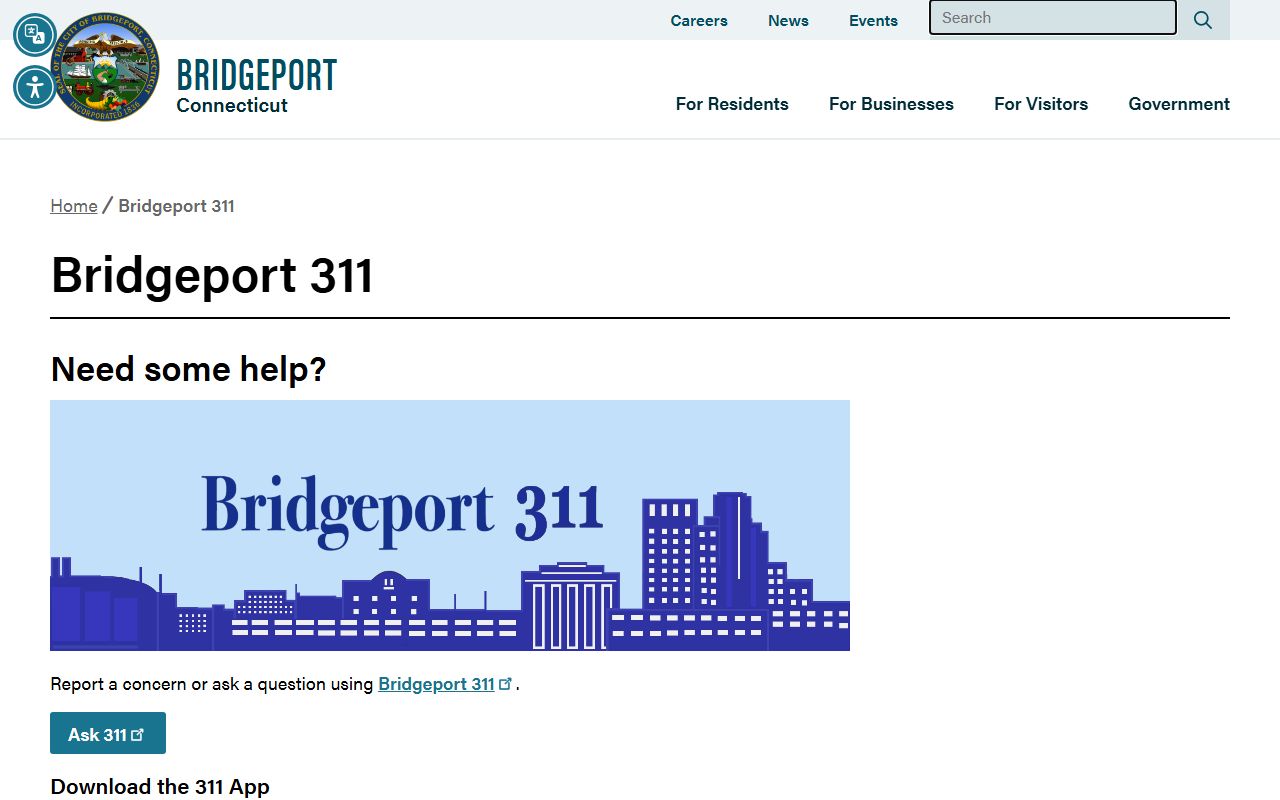 Bridgeport phone directory 311 service portal