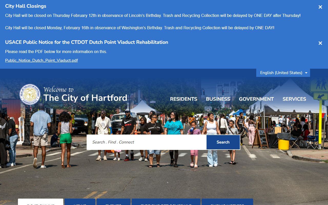 Hartford Connecticut phone directory city website homepage