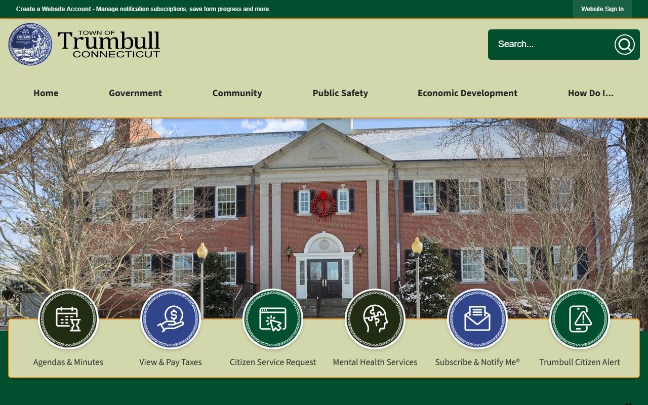 Trumbull phone directory town homepage