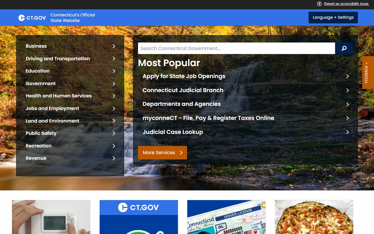 Connecticut phone directory state portal homepage
